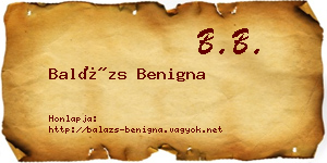 Balázs Benigna névjegykártya